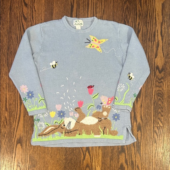 Vintage Sweaters - Vintage 90s Easter Bunny Knit Sweater